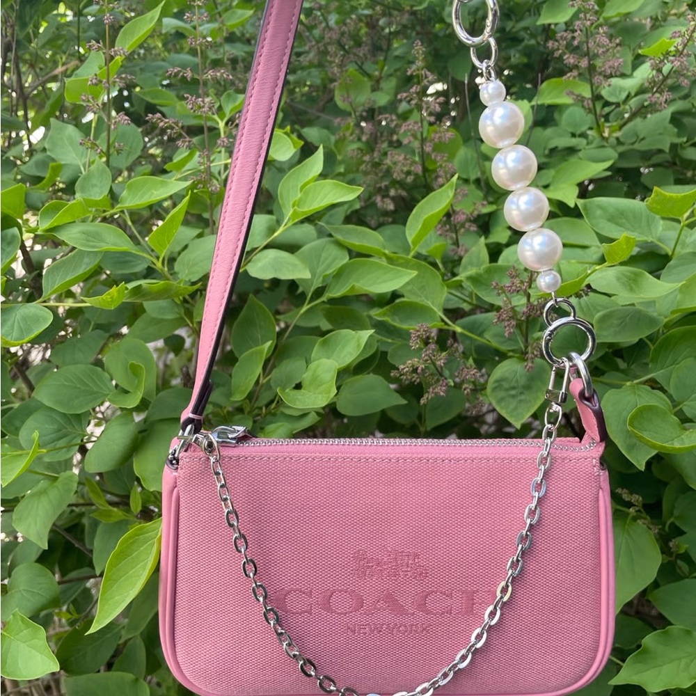 Coach Pink Crossbody Bag with Chain and Pearl Accent - Picture 2 of 5